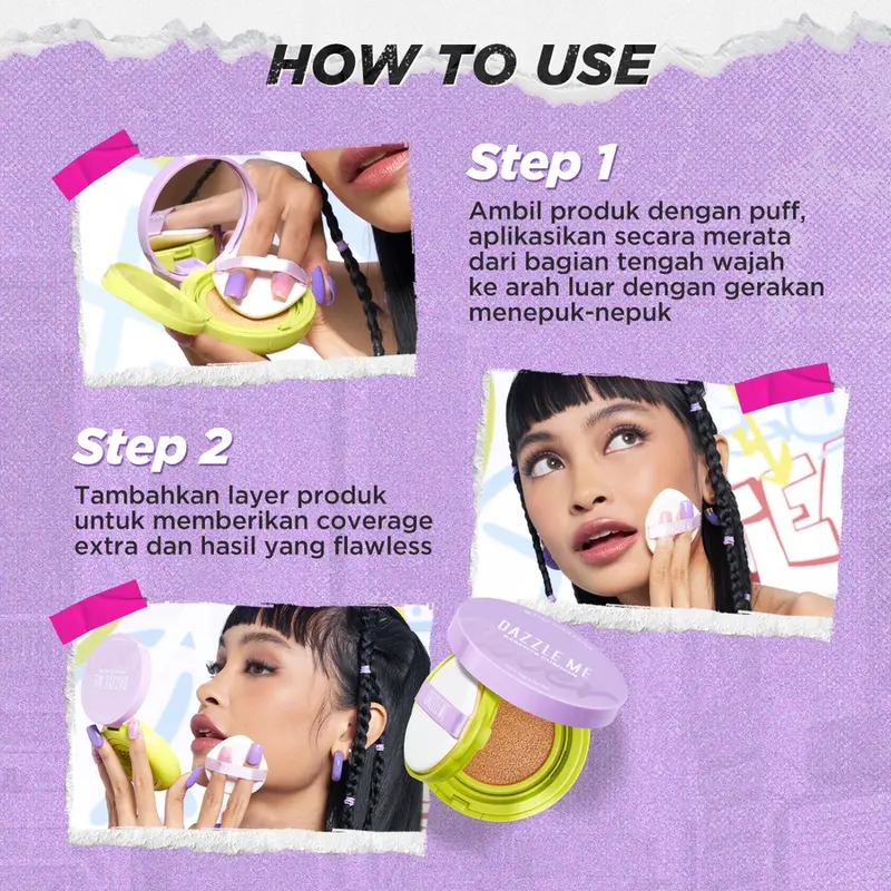 Cushion DAZZLE ME Better Than Filter Loose Powder Two Way Cake Maxnificent Essence High Coverage 8