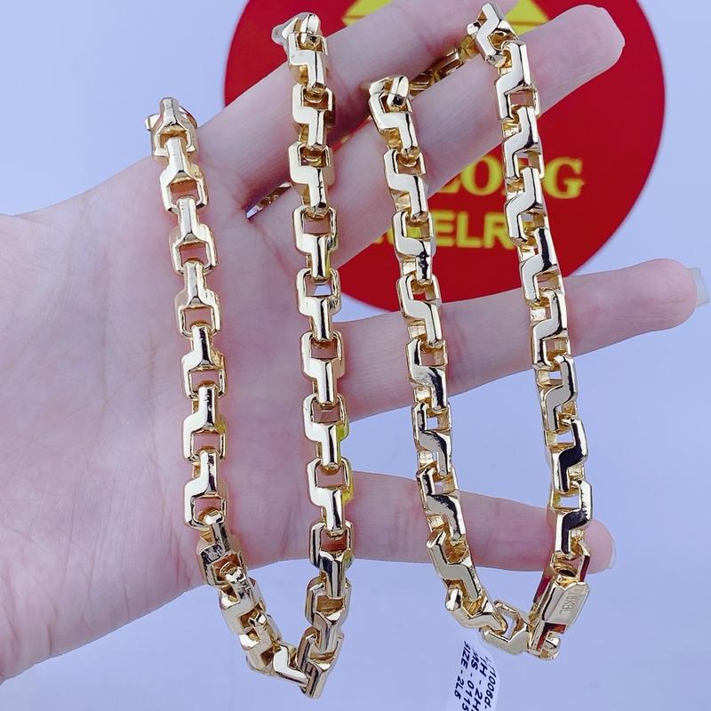 Dây chuyền nam chữ công vuông 2 lượng khoá hộp có ký hiệu bền đẹp Trang sức bảo long
