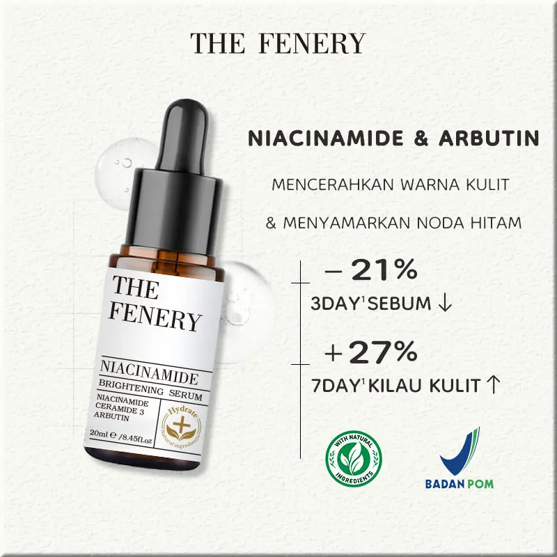 The Fenery Niacinamide Brightening Serum 20ml Essence Aging Wajah. Mencerahkan Kusam Hitam Acid Memutihkan Hyaluronic Pembersihan Vitamin Perawatan Extract Memudarkan