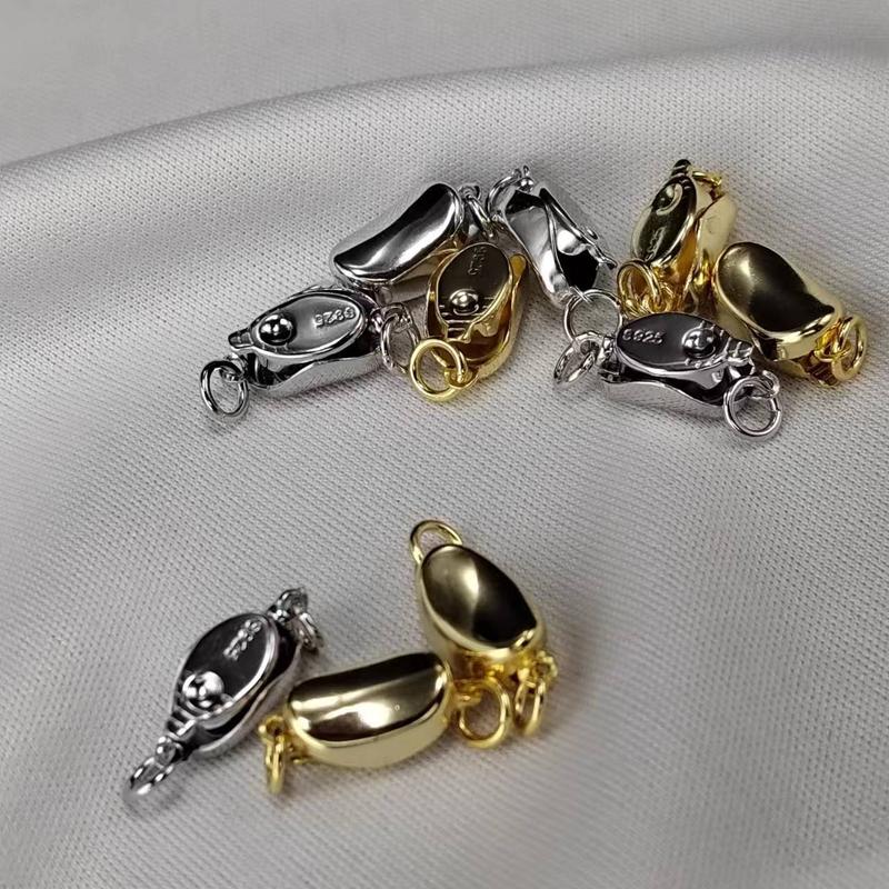 Product Introduction of 925 Sterling Silver Ingot Buckle Necklace Hand Connecting Shackle Buckle Handmade DIY Jewelry Accessories Materials Jewelry Pearl Connecting Shackle Wholesale 2