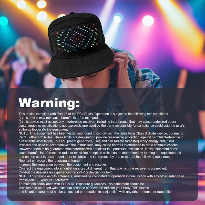 Product Introduction of LED Display Screen Hat, 1 Count USB Rechargeable Cool Light Up Hat with Multi-language Text & Image Editing, Party Hat for Street Dance Party, Holiday Activity 2