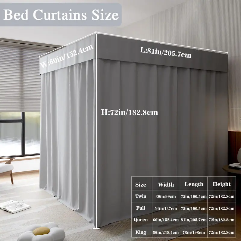 Four-corner Bed Canopy Mosquito Net, 1 Set Modern Simple Bed Curtain, Bedroom Decorative Curtain, Blackout Bed Canopy, Home Bedroom Accessories, Felt Fabric Net 1