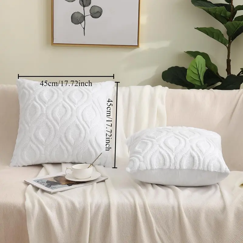 Geometric Pattern Throw Pillow Cover, 2 Counts Soft Plush Faux Wool Couch Pillow Cover without Filler, Decorative Pillowcase for Home Living Room Bedroom 7