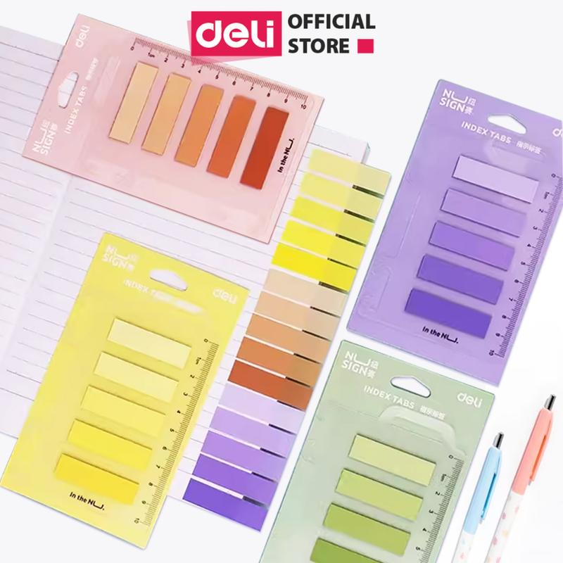Set 100 Tờ Giấy Note Ghi Chú, Giấy Nhớ nhiều màu Deli - Giấy Phân Trang Chất Lượng Cao Tiện Lợi, Màu Pastel Học Sinh Văn Phòng