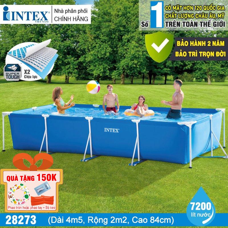 Hồ bơi khung kim loại chữ nhật 4,5m*2,2m INTEX 28273