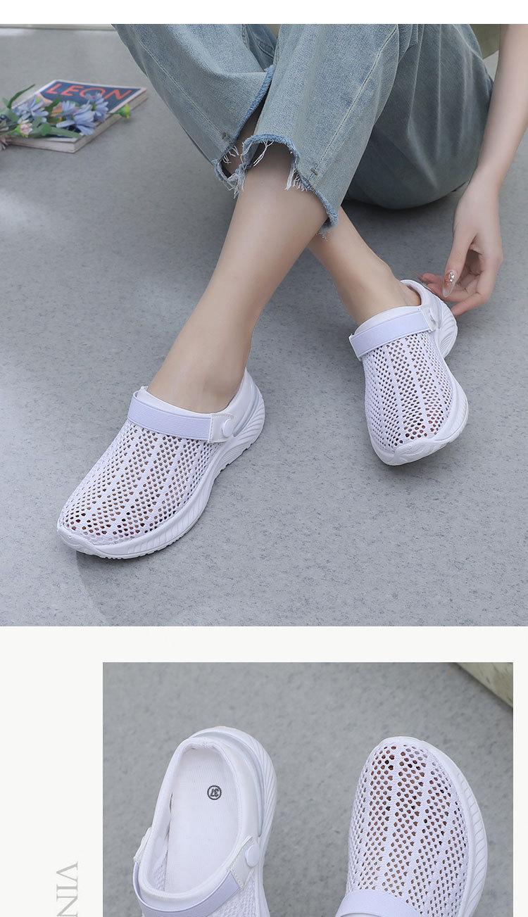 Product Introduction of 2025 Summer Women's Breathable Hollow-out Mesh Shoes Slip-on Lazy Semi Slipper Hole Shoes Fashion Casual Beach Women's Sandals 14