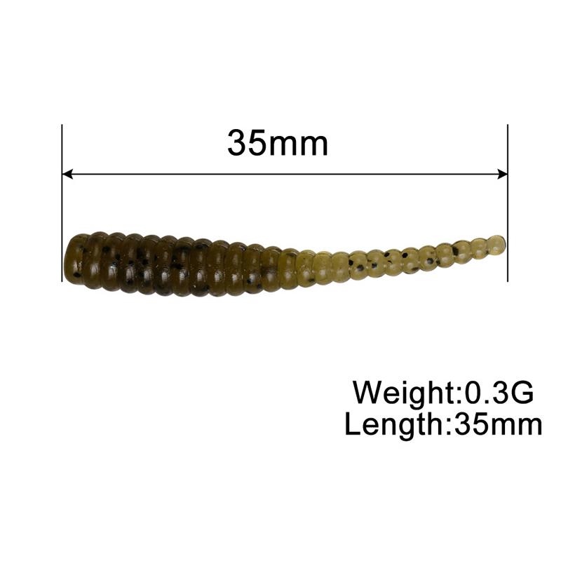 Product Introduction of 10pcs 35mm 0.3g Lua Root Fishing Soft Bait Threaded Soft Bait Mini Soft Worm Straight Tail Lua Fake Bait 16
