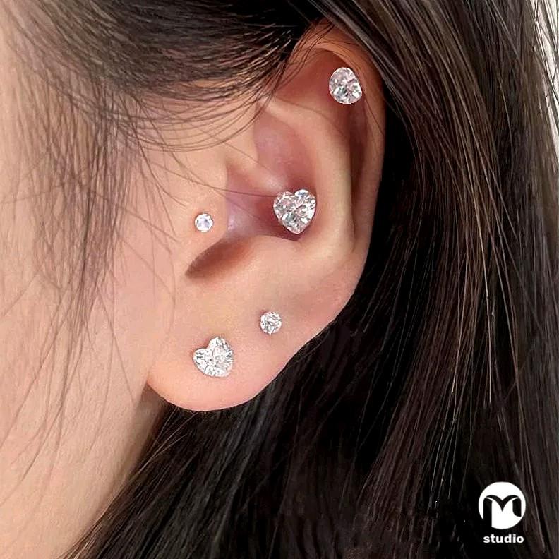 Bông tai nam châm đính đá hình trái tim & ngôi sao