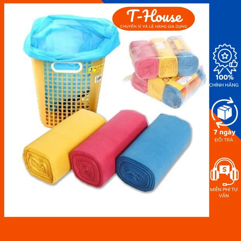 Túi đựng rác sinh học tự phân hủy 3 Cuộn/ 1Kg , Combo 3 cuộn rác nhiều size