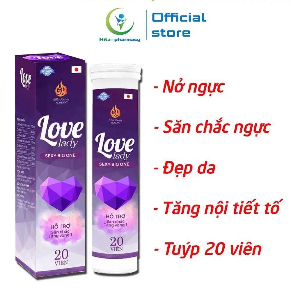 [Có Che Tên Sản Phẩm] Viên sủi tăng v ò ng 1 Se xy Big On đẹp da - Thực phẩm chăm sóc sắc đẹp - Hộp 20 viên