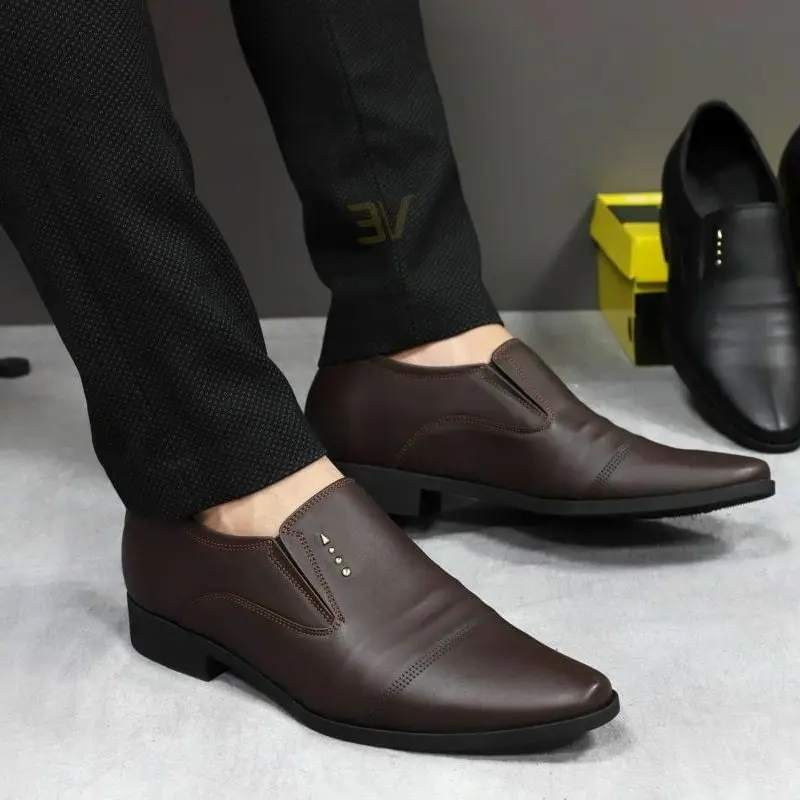 Giày tây nam da mềm, đế khâu, đế cao 2-3cm - T3 2
