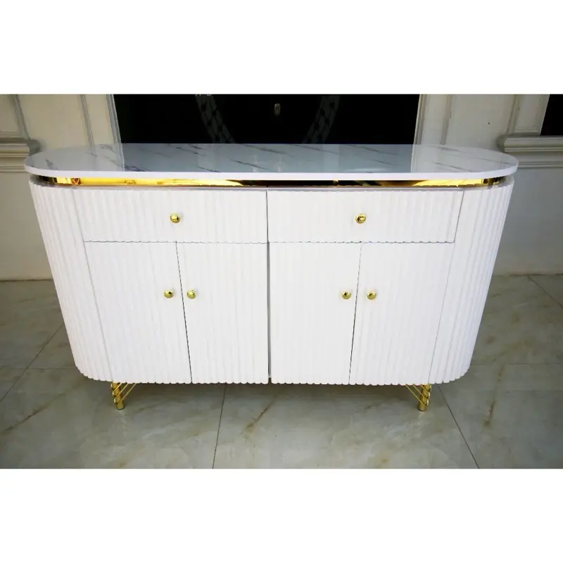 Meja TV Credenza Kayu Solid MDF Finishing HPL Marmer Stainless ...