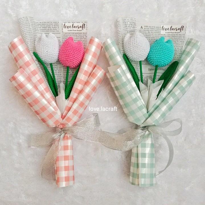 Custom Buket Bunga Rajut 2 Tulip | Crochet Flower Bouquet 0
