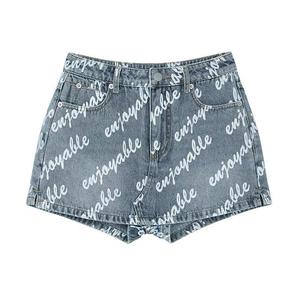 กระโปรงกางเกงยีนส์ขาสั้น สไตล์วินเทจ สำหรับผู้หญิง พิมพ์ลายตัวอักษร เอวสูง เหมาะสำหรับฤดูร้อน สไตล์สาวฮอต เซ็กซี่ กระเป๋าสะโพก กระโปรงทรงเอ อินเทรนด์ มาใหม่ Clothing Lady Women เสื้อผ้า Skirt กระโปรงยีนส์  ฟรอม