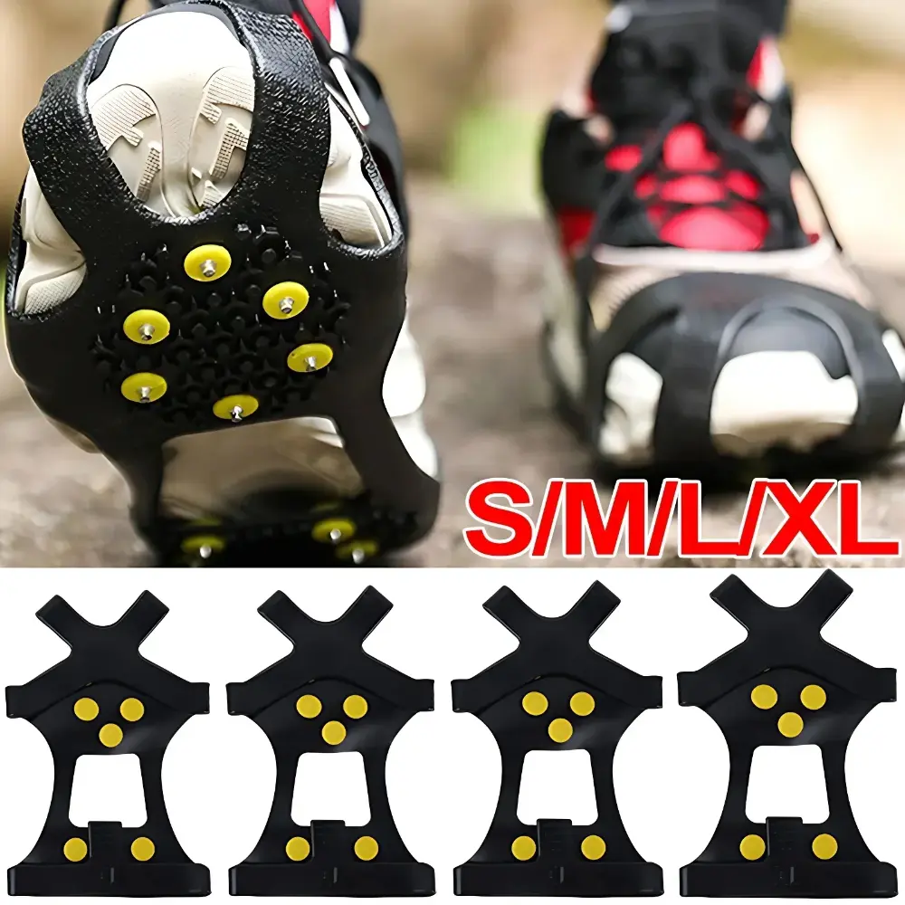 Crampons, 2 cái (1 cặp), 10 Đinh Tán Thép, Tay Cầm Tuyết, Nắp Cleat, Để Trượt Tuyết, Cao Su, Áp Dụng Cho Giày Leo Núi Đi Bộ Đường Dài, Đi Bộ Đường Dài, Chạy Bộ