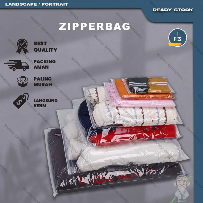 Pouch Plastik Ziplock Baju ZIPPER BAG Transparan Portrait 1