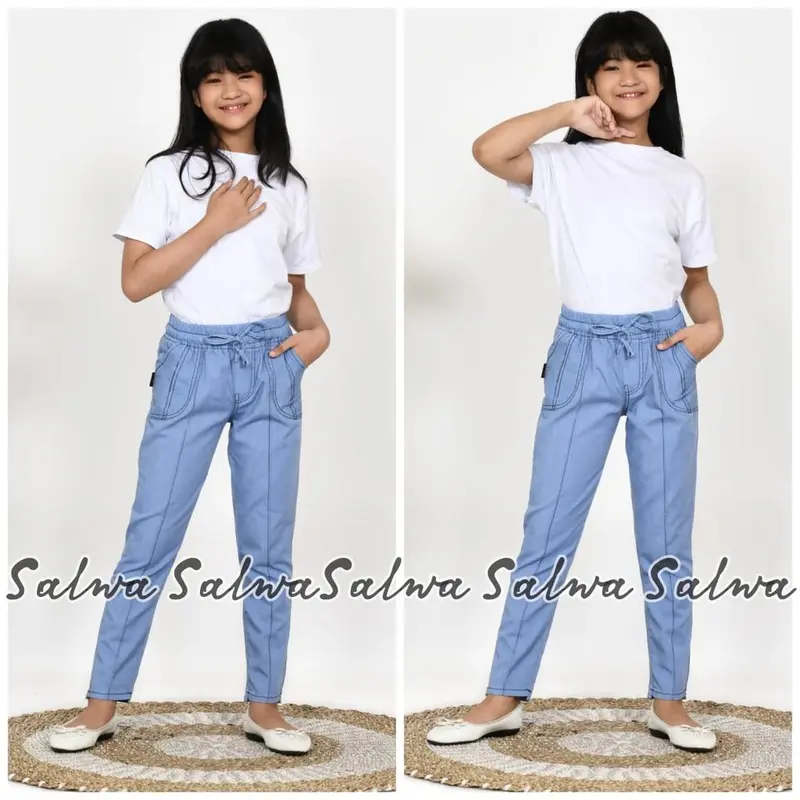 CELANA BAGGY PANTS JEANS ANAK PEREMPUAN JEANS KEKINIAN USIA 5 TAHUN SAMPAI 12 TAHUN 5