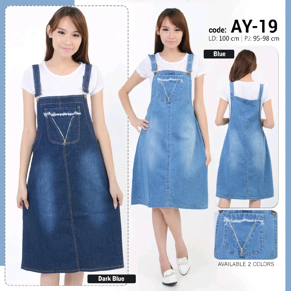 Overall Jeans Strech Wanita/Depan Kantong Resleting Varias Free Inner Kodei AY-19