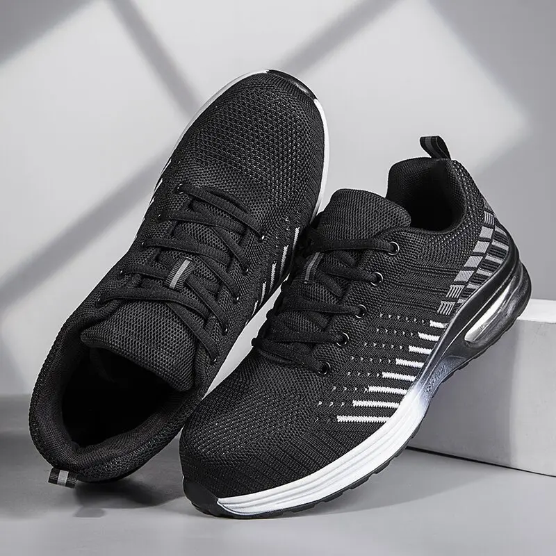 Giày Bảo Hộ Lao Động, Flyknit, Thoáng Khí, Chống Va Đập, Bảo Vệ Ngón Chân Thép Cho Nam, Thời Trang Và Dễ Phối Đồ, Nhẹ, Thích Hợp Đi Làm, Bảo Vệ An Toàn 8