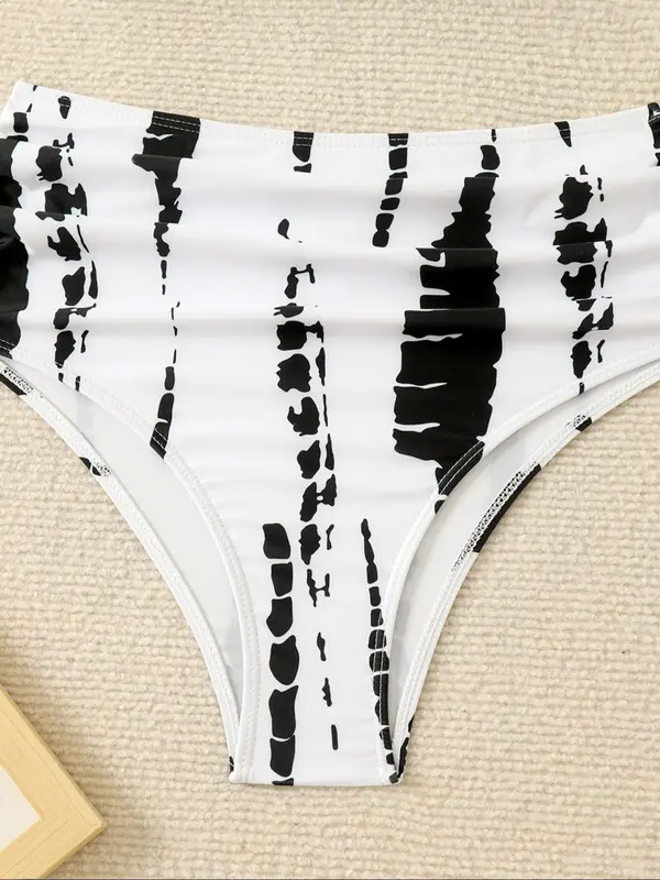 Two-Piece Set Women's Random Print Twist Cut Out Bikini Set, Casual Fashion Chic Swimsuit Set for Beach Holiday Vacation, Ladies Swimwear for All Seasons 4