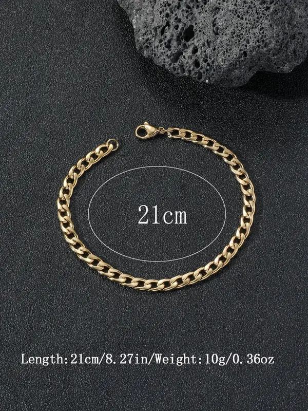 Simple Plain Stainless Steel Link Bracelet, Casual All-match Jewelry for Men's Gift, Female Classic Fashion Accessories for Daily Wear 4
