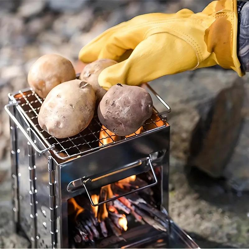 Portable Foldable Barbecue Grill, 1 Count Stainless Steel Small Lightweight Barbecue Stove, Multifunctional Stove for Camping, Picnic, Barbecue 3
