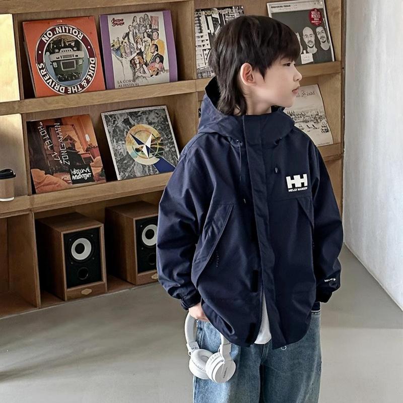 20-60kg Áo khoác gió có mũ, thời trang dành cho bé trai, phong cách Hàn Quốc