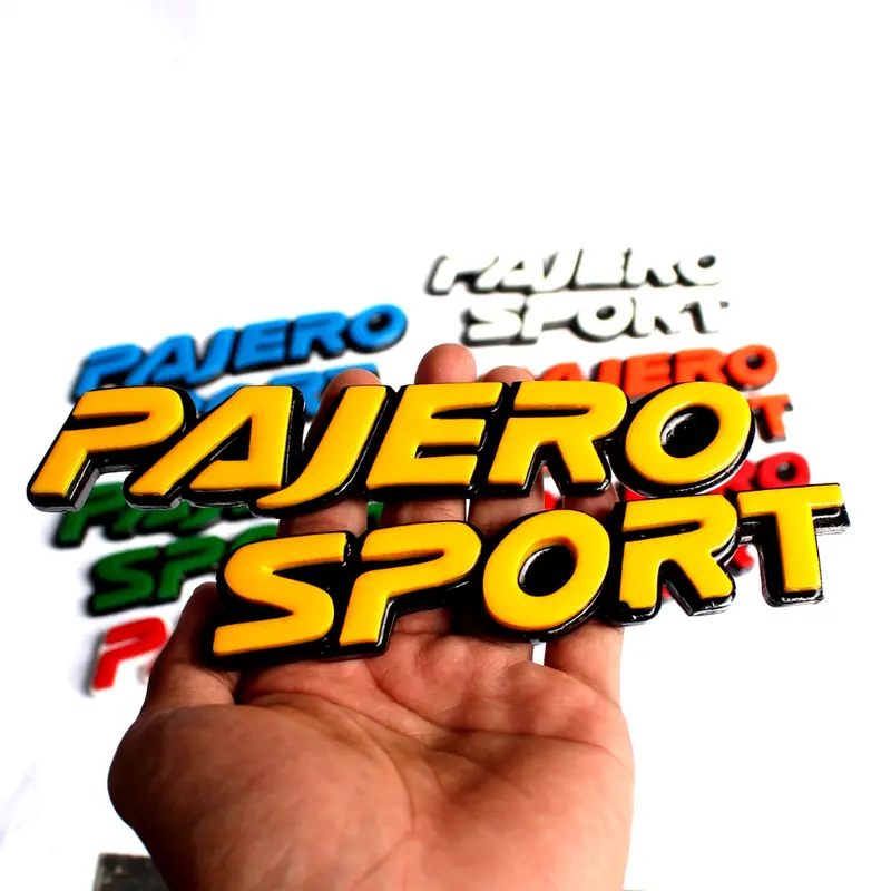EMBLEM MOBIL PAJERO SPORT TERBARU 3D TIMBUL VARIASI AKSESORIS EKSTEROR Car Orange 1