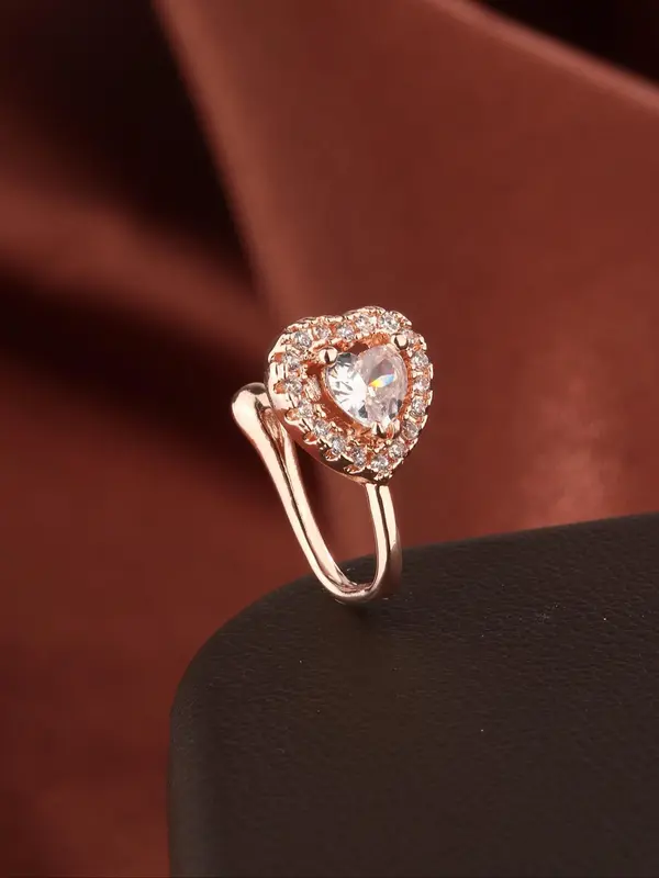 Heart Shaped Artificial Crystal & Rhinestone Decorated Fake Nose Ring, Fashionable Sparkling Zircon Inlay Nose Ring for Women & Girls, Body Jewelry for Party, Daily Clothing Decor, Sparkle 8