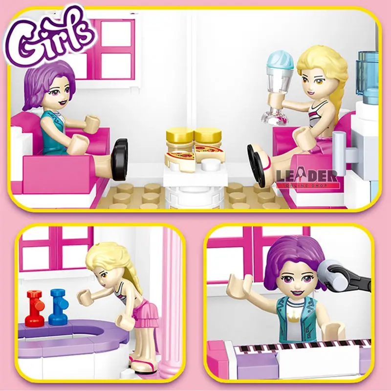 MAINAN RUMAH-RUMAHAN NOTLEGO BRICK VILLA BESAR 2 MODEL GIRLS CITY HOUSE 1142 Pcs +7 FIGURE CHAOBAO 7460 4