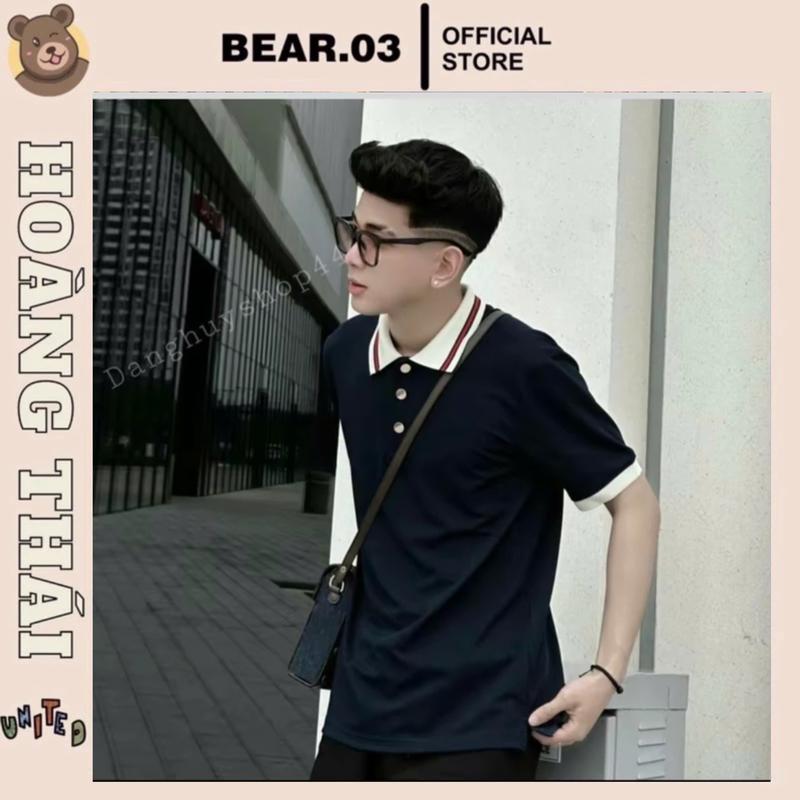 Áo Polo Cổ Dêt 2 Màu Xanh Than, Đen Chất Vải Gai Thoáng Mát Nam Menswear