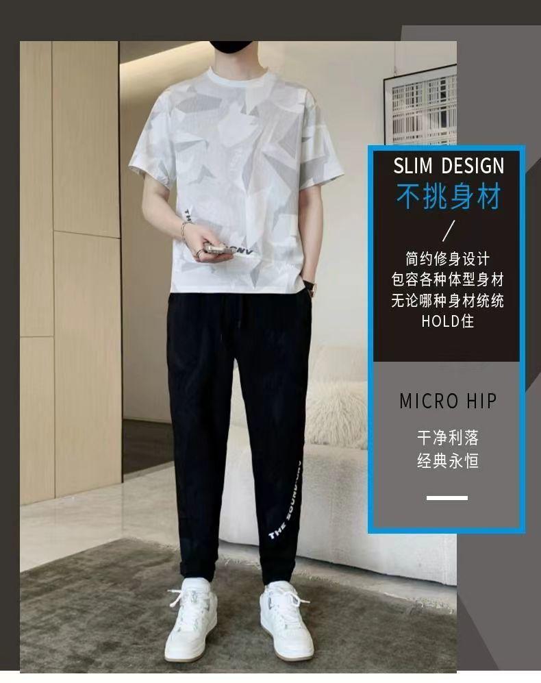 Product Introduction of Wolf Warrior Family Summer Ice Silk Casual Set Men's Short Sleeve T-Shirt Trendy Stylish Sportswear Shorts Two-Piece Set Sneakers 18