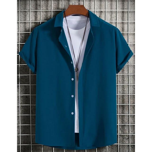 Men's summer fashion 3D printing simple Hawaiian short sleeved men's casual beach party clothing shirt 6