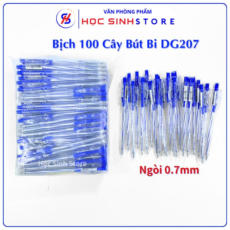 Combo 50/100 Cây Bút Bi Bấm Mực Xanh Denfeng Ngòi 0.7mm, Mực Chuẩn Màu, Xuống Đều