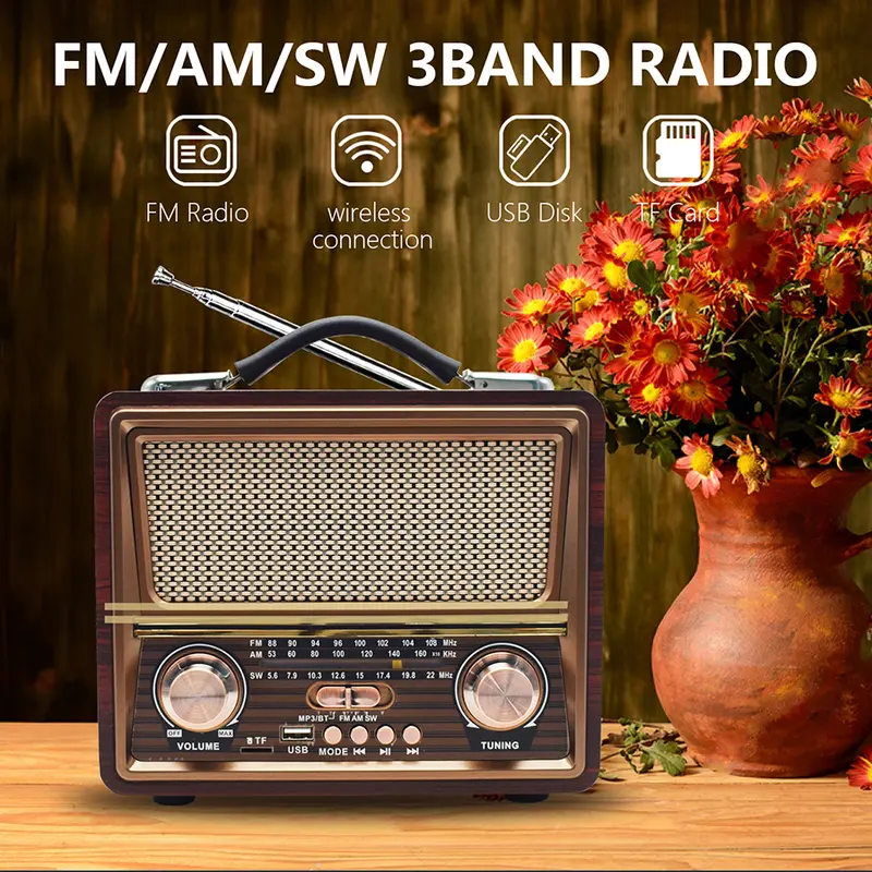 Radio FM/AM/SW MERODITH-2055BT  Bluetooth radio retro kompak Dan Portabel jam antena 2
