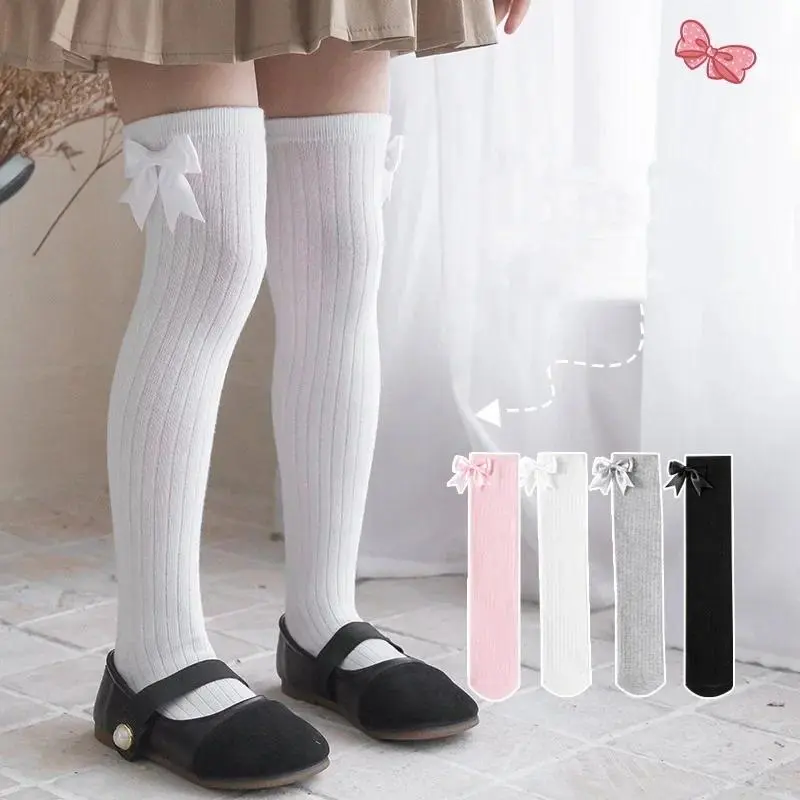 Tất Cao Đến Đầu Gối Mềm, Dành Cho Bé Gái, Thời Trang Hàn Quốc Ngọt Ngào Có Nơ, Tất Quần Legging, Làm Bằng Bông, Thích Hợp Cho Mùa Xuân Và Mùa Thu, Thích Hợp Cho Trẻ Em Đi Học, 1 Đôi