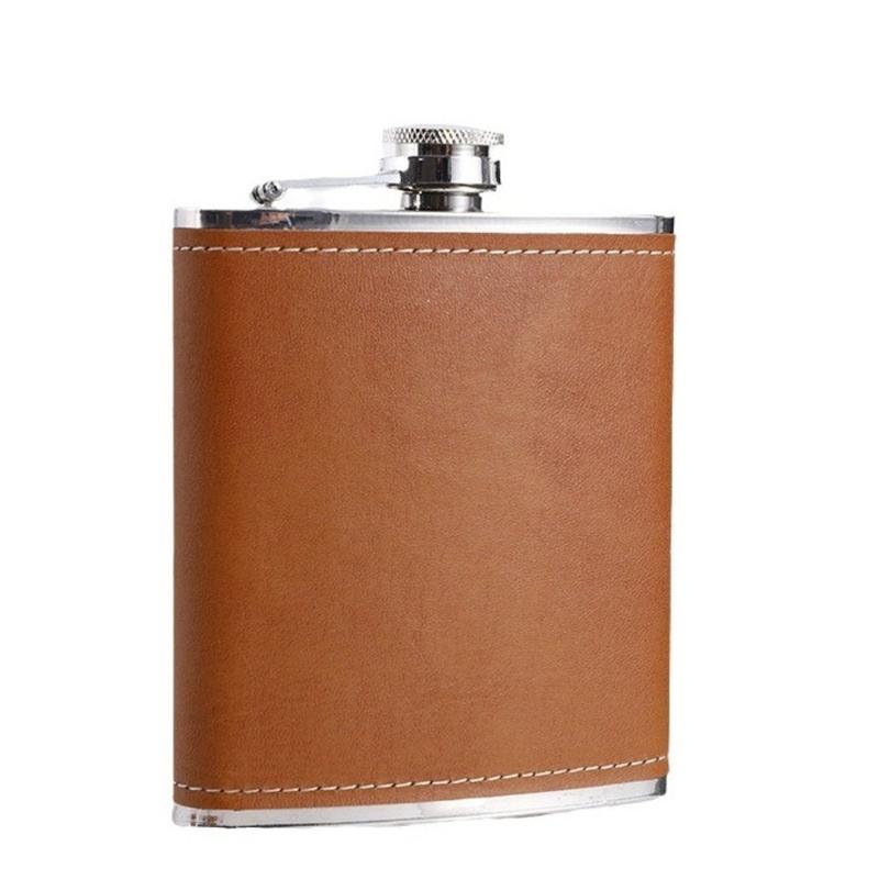 Product Introduction of nowso Drinkware Stainless Steel Hip Flask 6/7/8oz Leakproof Whisky Flagon Leather Wrap Wine Cup for Alcohol Wine 18