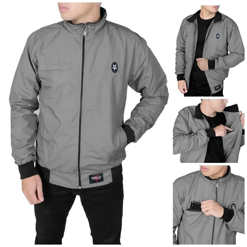 Jaket Motor Taslan Waterproof Pria  Original REBEL ID Jaket Parasut Tebal  Casual Nyaman -GIBRANSTORE Distro Keren  Cowok Bomber 7
