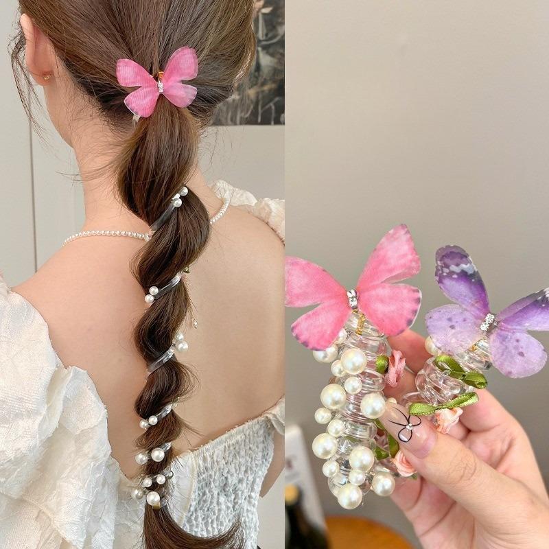 Korean Fashionable Children's Butterfly Flower Pearl Phone Cord Hair Rope 6