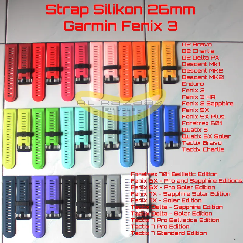 Strap Tali Jam Tangan Silikon 26mm untuk Garmin Fenix 3 0