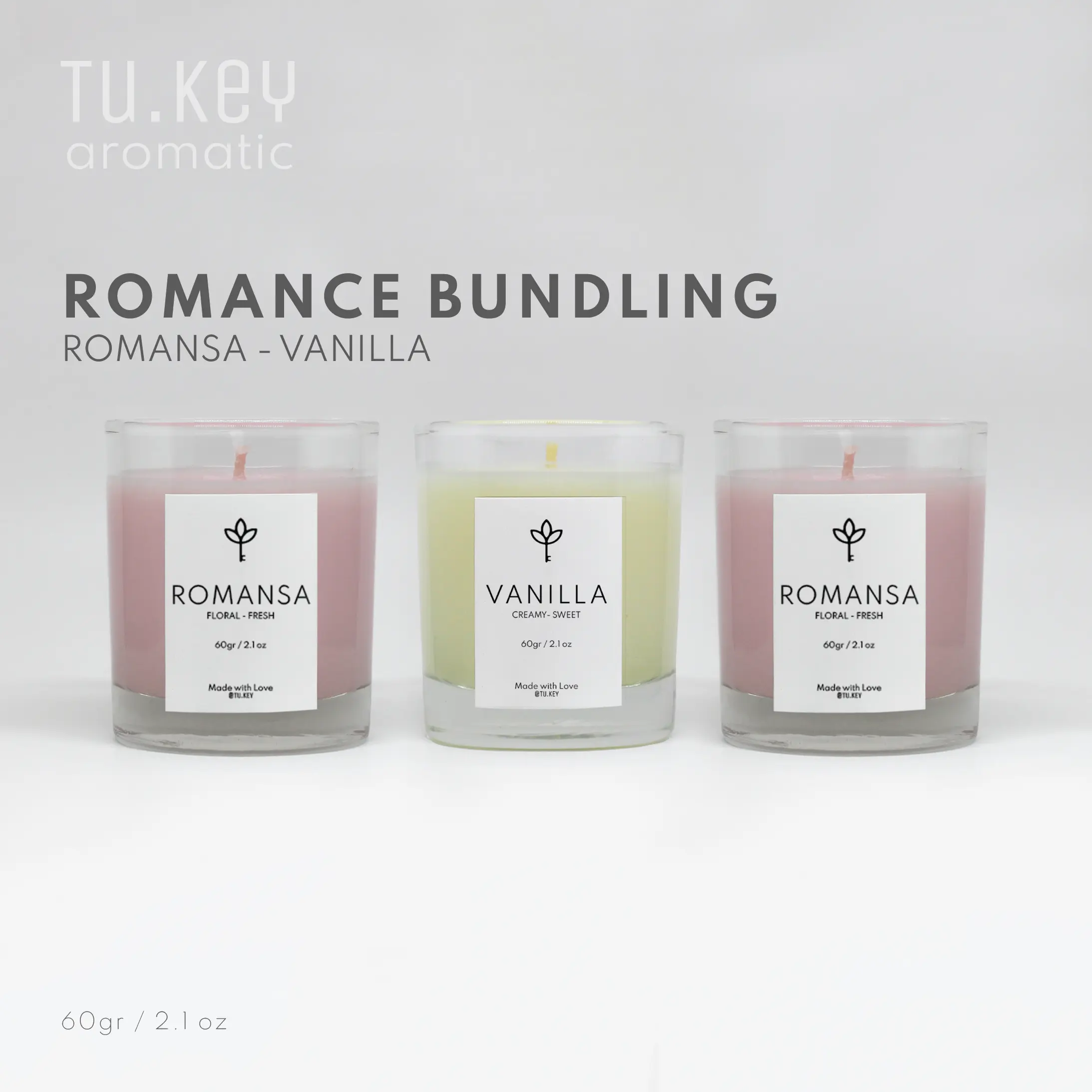 ROMANCE BUNDLING Scented Candle 60gr - Tu.Key Aromatic
