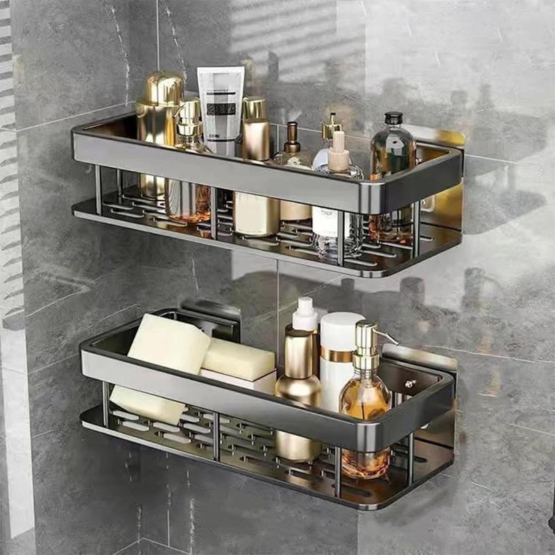 Giá Để Đồ Đa Năng, Treo Tường, Không Cần Đục Lỗ, Làm Bằng Nhôm, Thiết Kế Khoét Lỗ Thích Hợp Cho Bồn Rửa Trong Phòng Tắm, Với Chức Năng Lưu Trữ 1