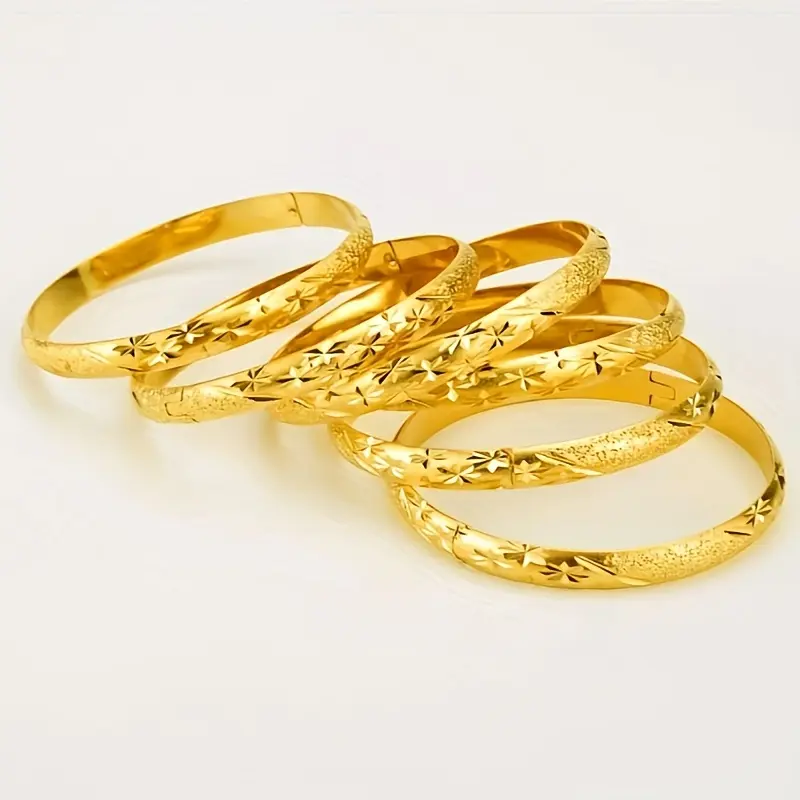 Vintage Tribal 24K Plated Openable Bangle - Copper Material, No Mosaic, Ideal for Daily Wear & Gifts - Middle East Dubai Style Fashion Women'S Cuff Bracelet (Pcs of 1) 2