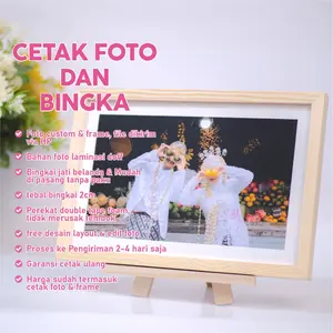 Cetak foto + bingkai 30x20cm jati belanda Dipasang di Dinding Frame Kayu Paku
