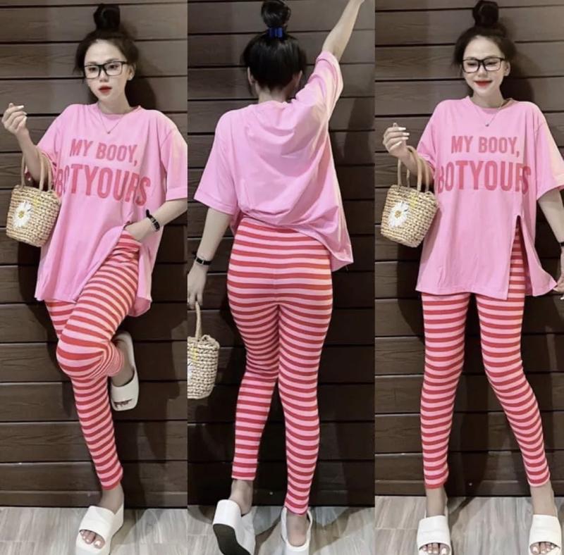 Đồ Bộ Nữ Bigsize mặc nhà Quần Dài Ôm Vải Borip ESHOP Đồ bộ mặc nhà nữ thun cotton đẹp dễ thương giá rẻ mặc đi chơi ngủ thoải mái