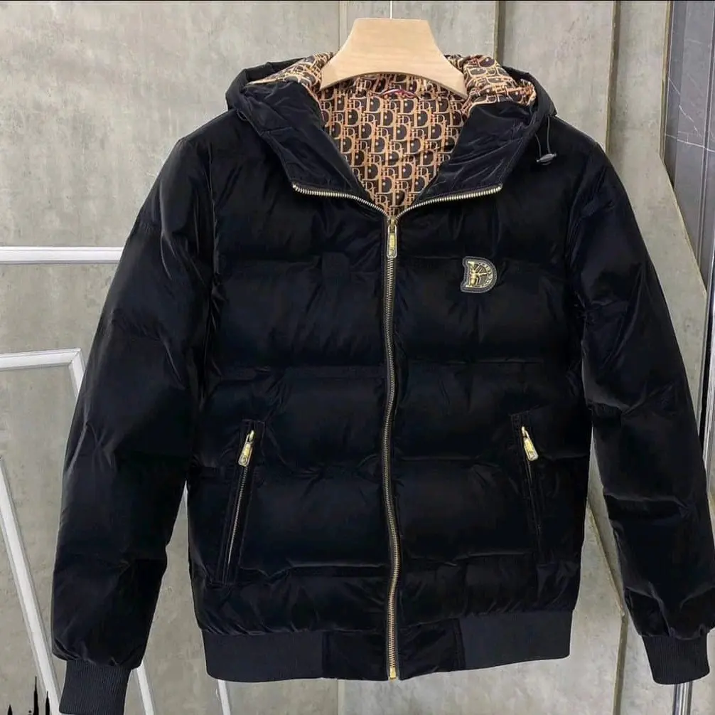 Áo phao D Lông vũ QC cao cấp hoạ tiết lót,tag da mũ,chất vải mềm mịn Menswear Nam Jacket Dài Tay