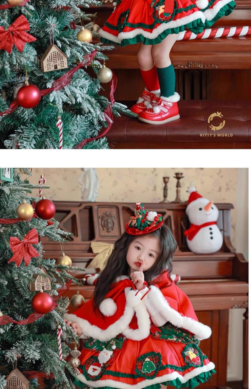 Product Introduction of Quần Áo Giáng Sinh Cho Trẻ Em, Váy In Hình Nai Sừng Tấm, Áo Choàng Đỏ, Váy Mùa Đông Cho Bé Gái, Váy Lolita Và Công Chúa, Phong Cách Phương Tây 20