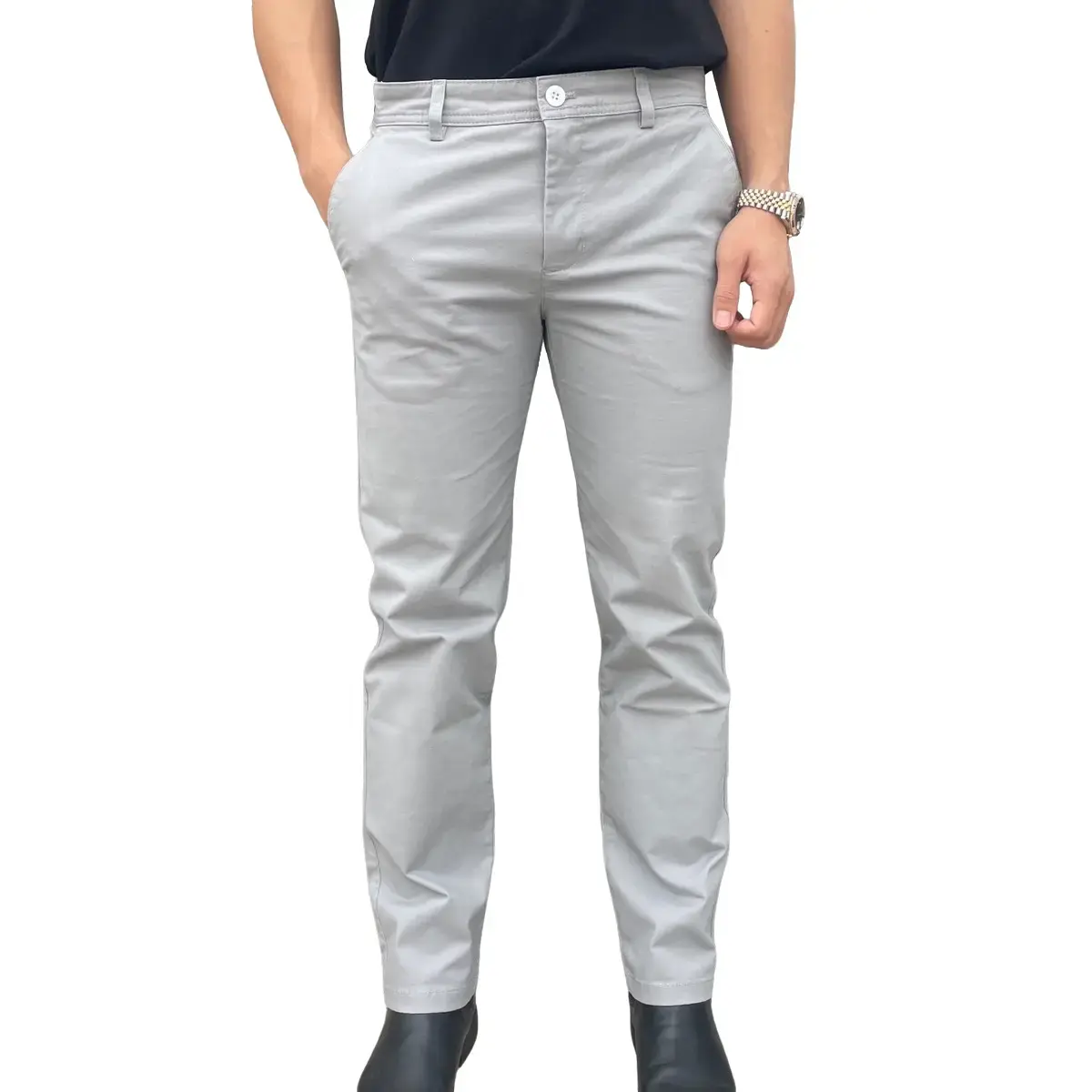 Quần kaki nam màu ghi sáng, ống suông, chất đẹp hàng cao cấp Menswear Pants Cargo Có Túi