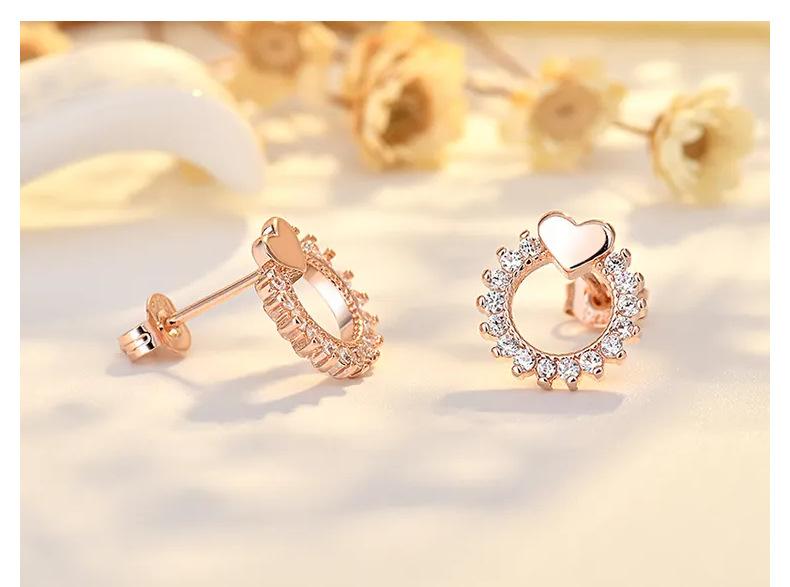 Product Introduction of Bông Tai Kim Cương, Thiết Kế Hình Trái Tim Sáng Tạo, Hoa Hướng Dương Thanh Lịch Tươi Mới Và Ngọt Ngào, Kim Bạc S925, Bông Tai Đinh tán 20