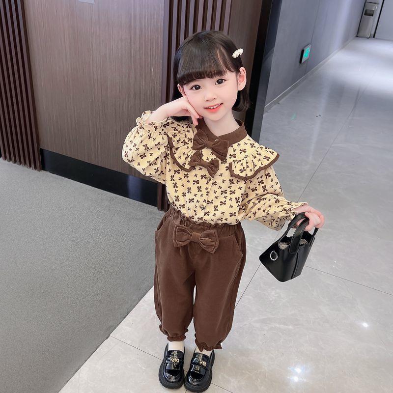 Bộ Đồ Mùa Thu Cho Bé Gái, Hợp Xu hướng, Phong Cách Mới Nhất, Thời Trang Phong Cách Phương Tây, Bộ Đồ Hai Mảnh Vải Nhung Kẻ Thường Ngày Cho Bé Gái, 2024 Hàng Mới Về 1